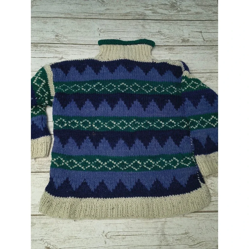 100% Wool Heavyweight Collared Swaleater 90s Geometric Colors